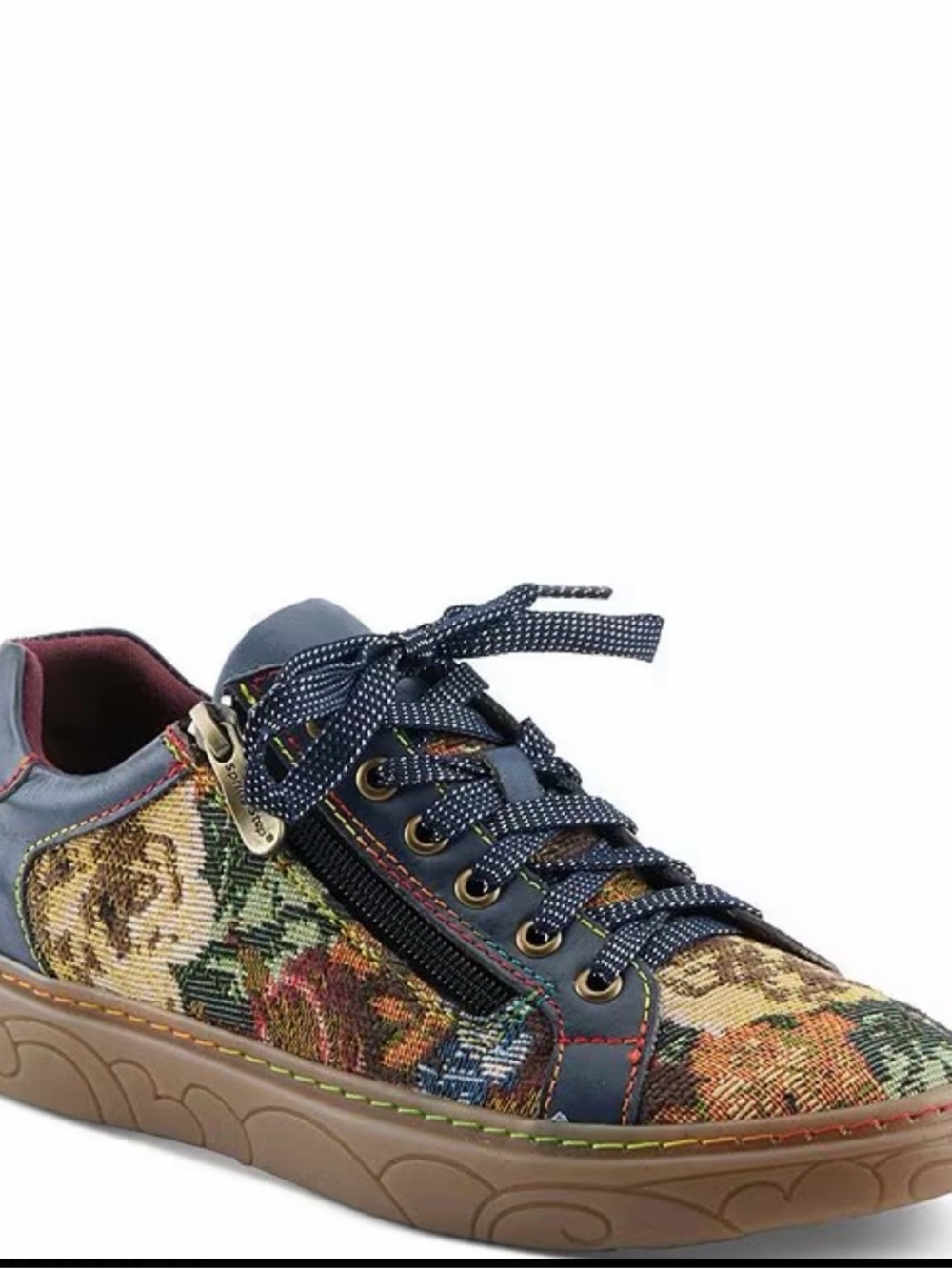 #697 L’ARTISTE Floral Tapestry Low-Top Women's Sneakers - Navy Trim. NWOB
